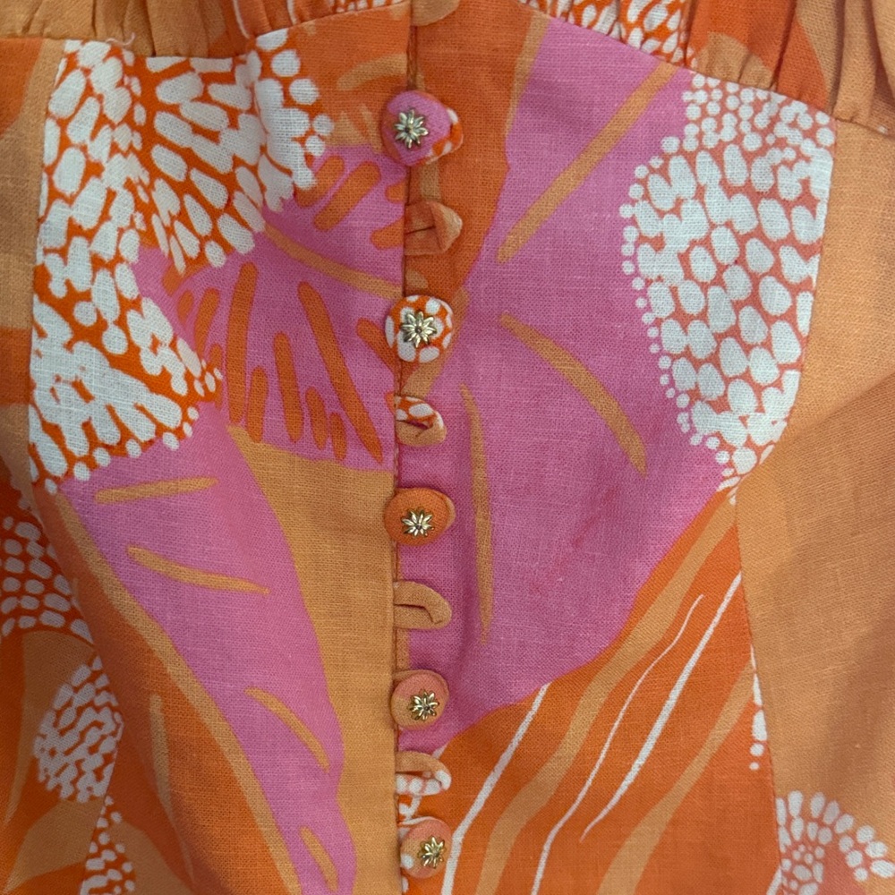 FARM Rio Strapless Maxi Dress in Terracotta, Cream & Pink Print - Picture 8 of 11
